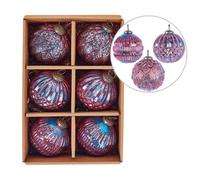 Beliani Set Of 6 Baubles Astral Glass Pink