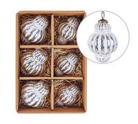 Beliani Set Of 6 Baubles Cremeux Glass Silver