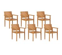 Beliani Set Of 6 Garden Chairs Baratti Acacia Wood Brown