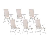 Beliani Set Of 6 Garden Chairs Catania Metal Beige