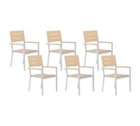 Beliani Set Of 6 Garden Chairs Como Beige