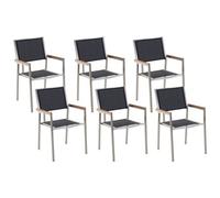 Beliani Set Of 6 Garden Chairs Grosseto Stainless Steel Black