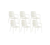 Beliani Set Of 6 Garden Chairs Terenzo Metal Light Beige