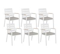 Beliani Set Of 6 Garden Chairs With Cushions Taviano Metal Grey