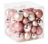 Beliani Set Of 60 Baubles Tyin Pink