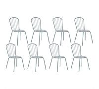 Garden Chair Set of 8 Metal Light Blue CALVI