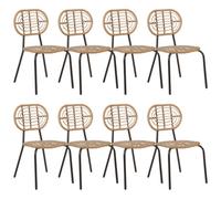 Beliani Set Of 8 Chairs Pratello Pe Rattan Natural