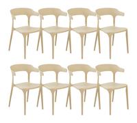 Beliani Set Of 8 Dining Chairs Gubbio Sand Beige