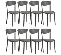 Beliani Set Of 8 Dining Chairs Vieste Dark Grey