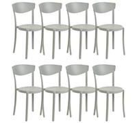 Beliani Set Of 8 Dining Chairs Vieste Light Grey