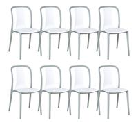 Beliani Set Of 8 Garden Chairs Spezia White