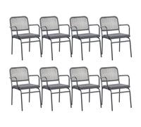 Beliani Set Of 8 Garden Chairs With Cushions Taceno Metal Grey