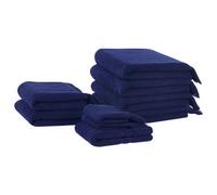 Beliani Set Of 9 Towels Atiu Terry Cotton Navy Blue
