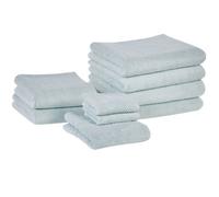 Beliani Set Of 9 Towels Mitiaro Terry Cotton Mint Green
