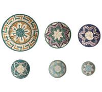 Beliani Set of Hanging Decorations Multicolour Seagrass Boho Wall Decor | Wood, Round, Handmade, Does Not Require Assembly, 56 x 6 x 56 cm