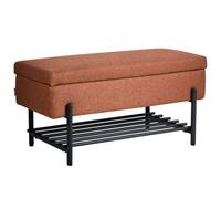 Beliani Shoe Bench Solvang Fabric Golden Brown With Storage
