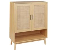 Beliani Shoe Storage Cabinet Perote Rattan Light Brown