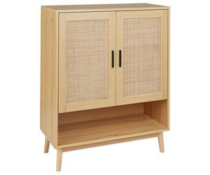 Beliani Shoe Storage Cabinet Perote Rattan Light Brown