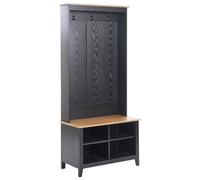 Beliani Shoe Storage with Coat Rack DURACK Black/ Light Brown, Black