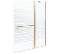 Minimalist Shower Bath Screen with Doors Tempered Glass 140 x 120 cm Gold Tuapi