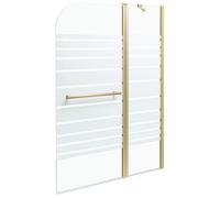 Minimalist Shower Bath Screen with Doors Tempered Glass 140 x 100 cm Gold Tuapi