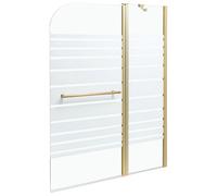 Minimalist Shower Bath Screen with Doors Tempered Glass 140 x 120 cm Gold Tuapi