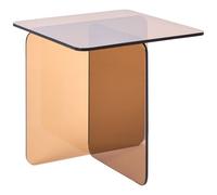 Beliani Side Table Amisk Tempered Glass Brown