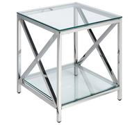 Beliani Side Table Audet Tempered Glass Silver
