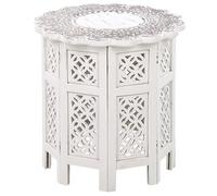 Beliani Side Table Badhi Mango Wood White