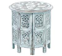 Beliani Side Table Borai Mango Wood Light Blue