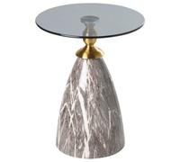 Beliani Side Table Cady Tempered Glass Black Marble