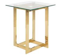 Beliani Side Table CRYSTAL Tempered Glass Gold, Gold