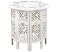 Beliani Side Table ELARA Mango Wood White, White