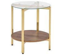Beliani Side Table Lovell Tempered Glass Gold
