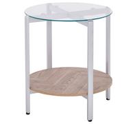 Side Table LOVELL Tempered Glass Silver