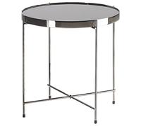 Beliani Side Table Lucea Tempered Glass Silver