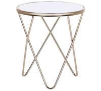 Beliani Side Table Meridian Tempered Glass Gold