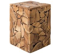 Beliani Side Table Nelson Teak Wood Brown