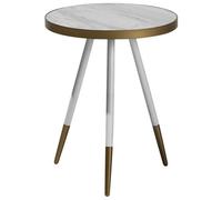 Beliani Side Table Ramona White Marble