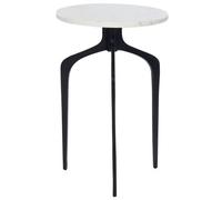 Beliani Side Table Tihoi Marble Black/ White