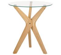 Beliani Side Table Valley Tempered Glass Light Brown