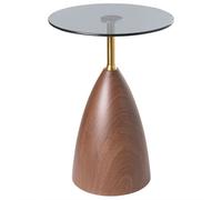 Beliani Side Table Wallis Tempered Glass Brown/ Black