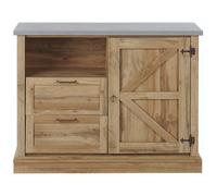 Beliani Sideboard Light Brown Oak 100 X 40 X 79 Cm 1 Door 2 Drawers