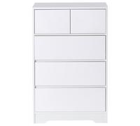 Beliani Sideboard White 5-Drawer Chest Mdf Storage Unit Scandinavian Style Modern Living Room Cabinet
