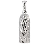 Beliani Silver Stoneware Bottle Vase - Modern Glam Honeycomb Texture, 12Cm X 45Cm