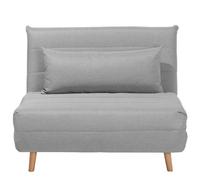 Beliani Single Sofa Bed Setten Fabric Light Grey