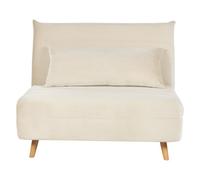 Beliani Velvet Sofa Bed Cream Setten, Cream