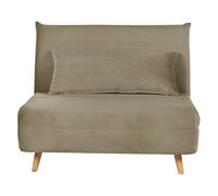 Beliani Velvet Single Sofa Bed Olive Green Setten, Green