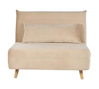 Beliani Single Sofa Bed Setten Velvet Sand Beige
