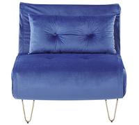 Beliani Single Sofa Bed Vestfold Velvet Navy Blue